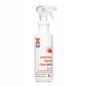 1L Sanitizer Liquid Clean PRO - Profesjonalny Preparat do Dezynfekcji Rąk i Powierzchni bez Spłukiwania op. 1000 ml (1L) - pozwolenie URPL nr 9617/23