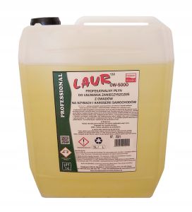 Środek w płynie do szybkiego usuwania owadów z szyb i karoserii aut i innych pojazdów LAUR OW-5000 poj. 5L