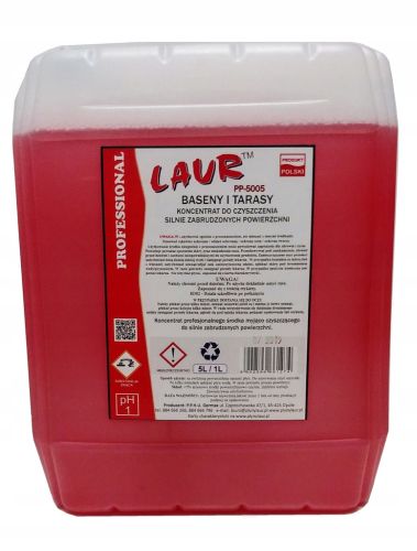 Płyn do gruntownego mycia Basen Taras Oczko Fontanna LAUR Pro PP5005 5L